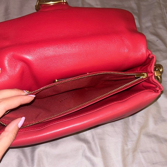 Coach Pillow Tabby Shoulder Bag 26, Red Apple, Leather, Small Purse, C Logo - Picture 7 of 13